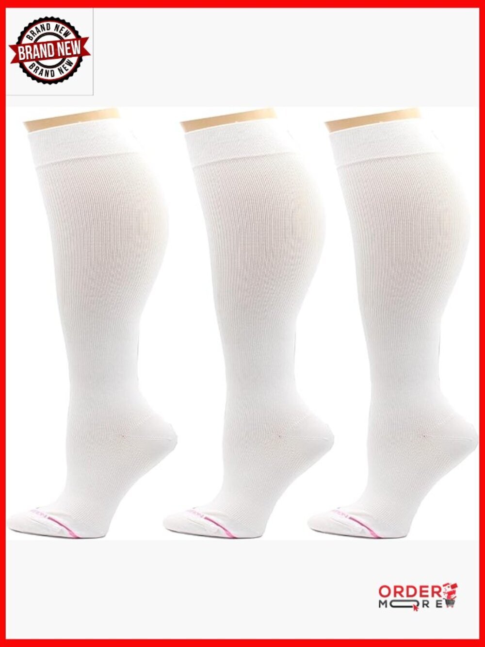 Plus Size Wide Calf Compression Socks 3-Pair Graduated Support 8-15mmHg